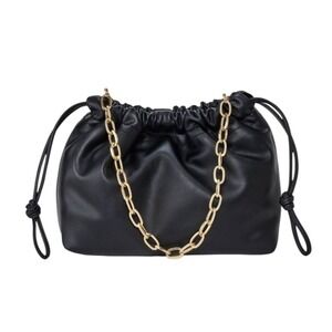 New Universal‎  Thread Jewelry Chain Clutch Handbag Black Chain Gold Strap